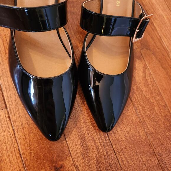 NEW MAIERNISI JESSI Mary Jane D'Orsay Black Patent Heel Pump size 8.5/39 - Picture 7 of 10